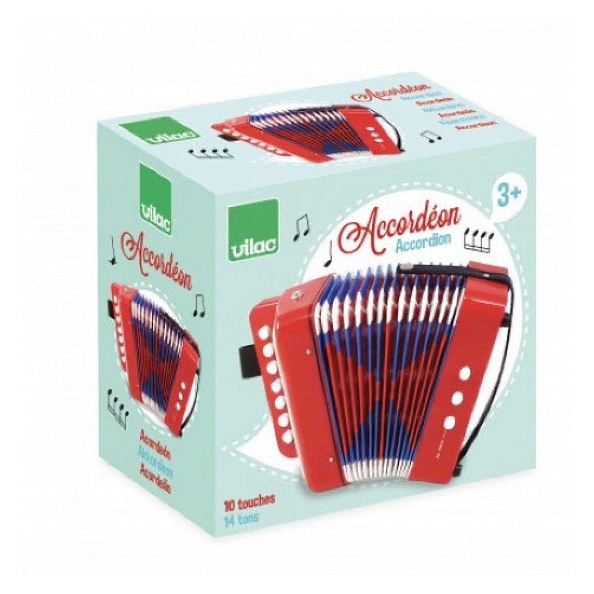 Voir la diapositive 2 : Vilac Accordeon en pvc 10 touches et 14 tons