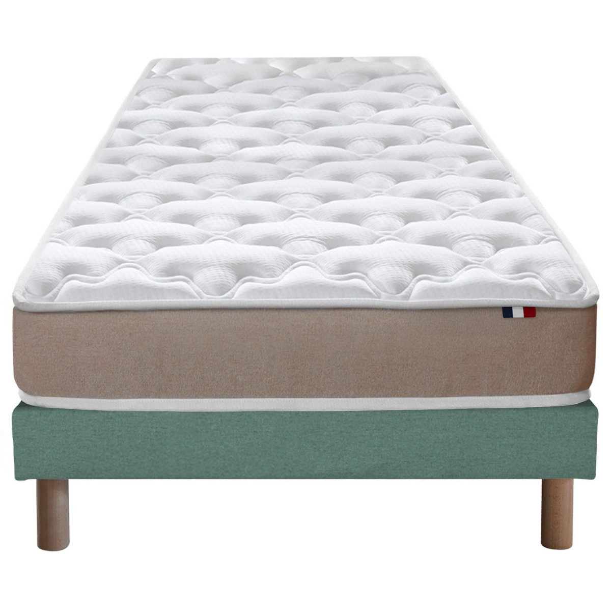 IDLITERIE Ensemble Matelas accueil Latex 3 zones INITIAL - Bi Confort Mousse & Latex + Sommier - Made in France