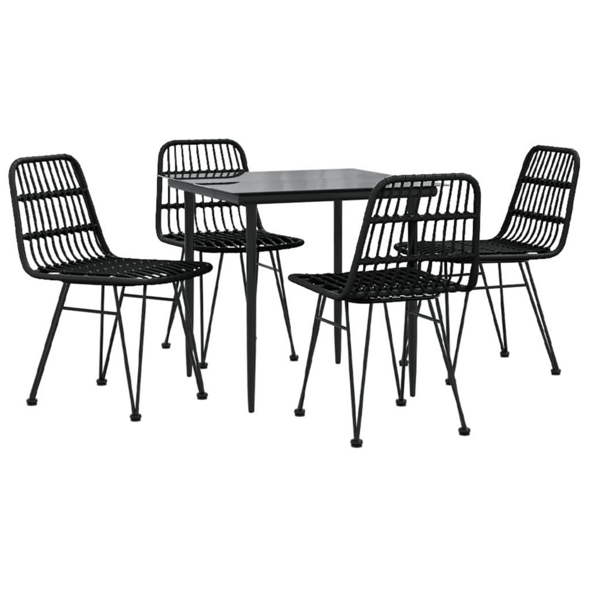 VIDAXL Ensemble a manger de jardin 5 pcs Noir Resine tressee
