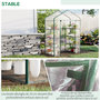 Voir la diapositive 6 : OUTSUNNY Serre de jardin balcon terrasse 8 étagères dim. 143L x 73l x 195H cm acier PVC imperméable anti-UV transparent vert