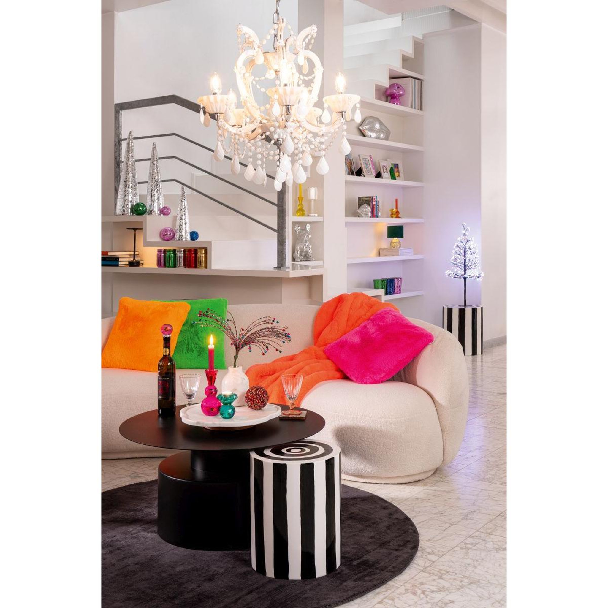Voir la diapositive 6 : J-LINE Lustre en Verre  Antique  57cm Blanc