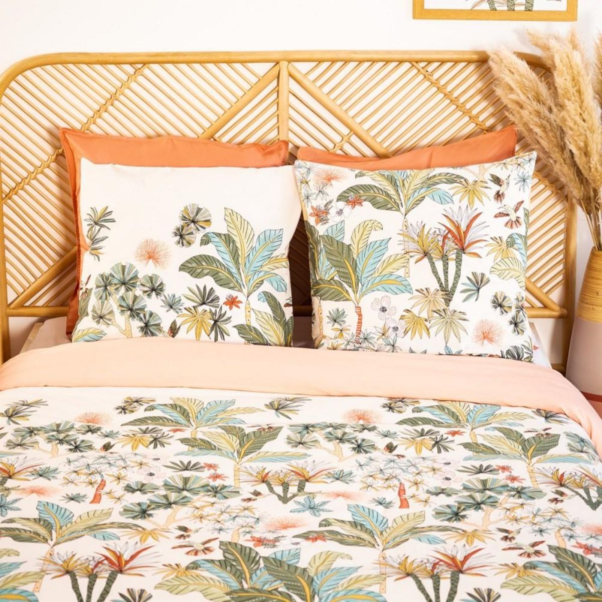 COTE DECO Housse de couette 240x220 MENTISSA + 2 taies 100% coton adouci 57 fils/cm2