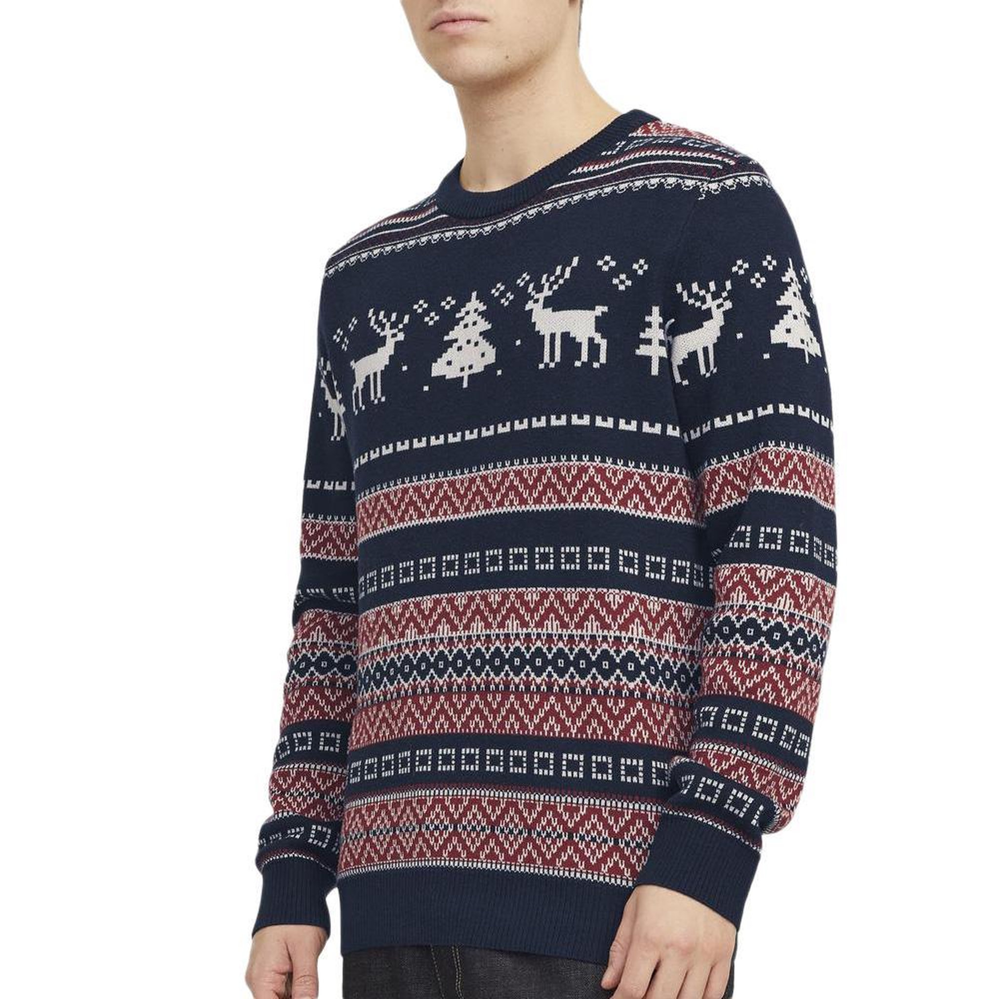 Voir la diapositive 1 : Jack & Jones Pull de Noël Marine Homme Jack & Jones Jjxmas Snowball Knit