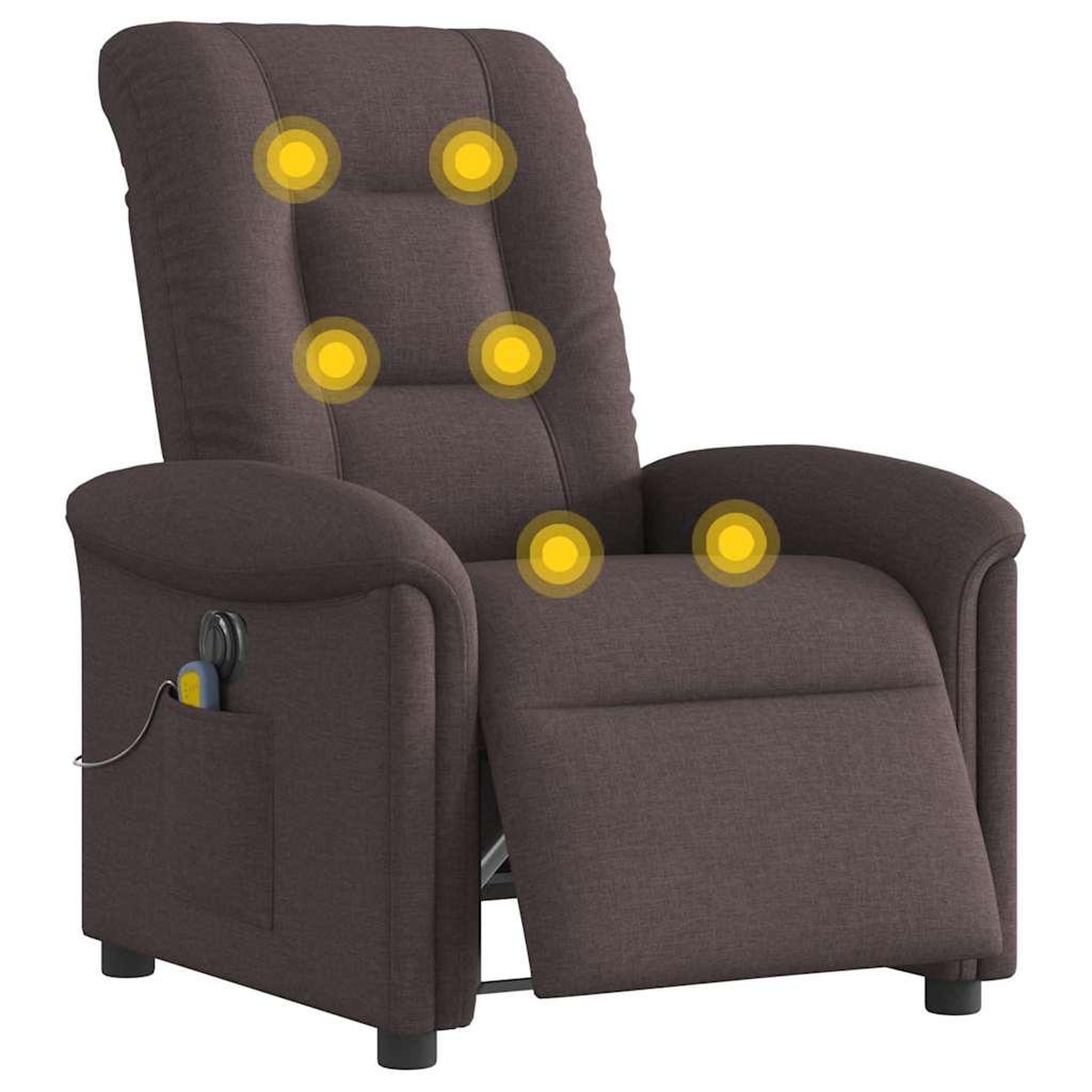Voir la diapositive 3 : VIDAXL Fauteuil de massage inclinable electrique Marron fonce Tissu