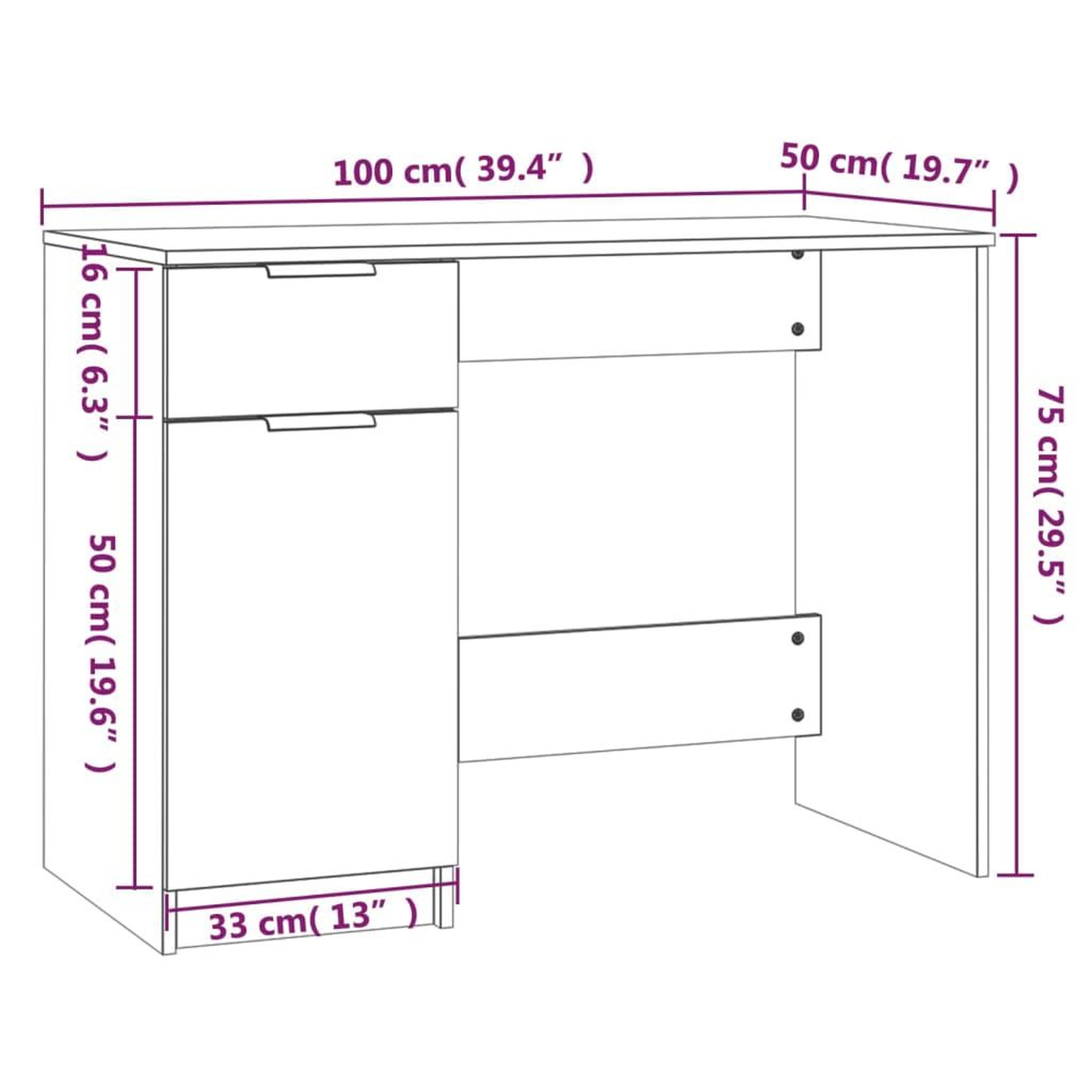 Voir la diapositive 6 : VIDAXL Bureau Gris beton 100x50x75 cm Bois d'ingenierie