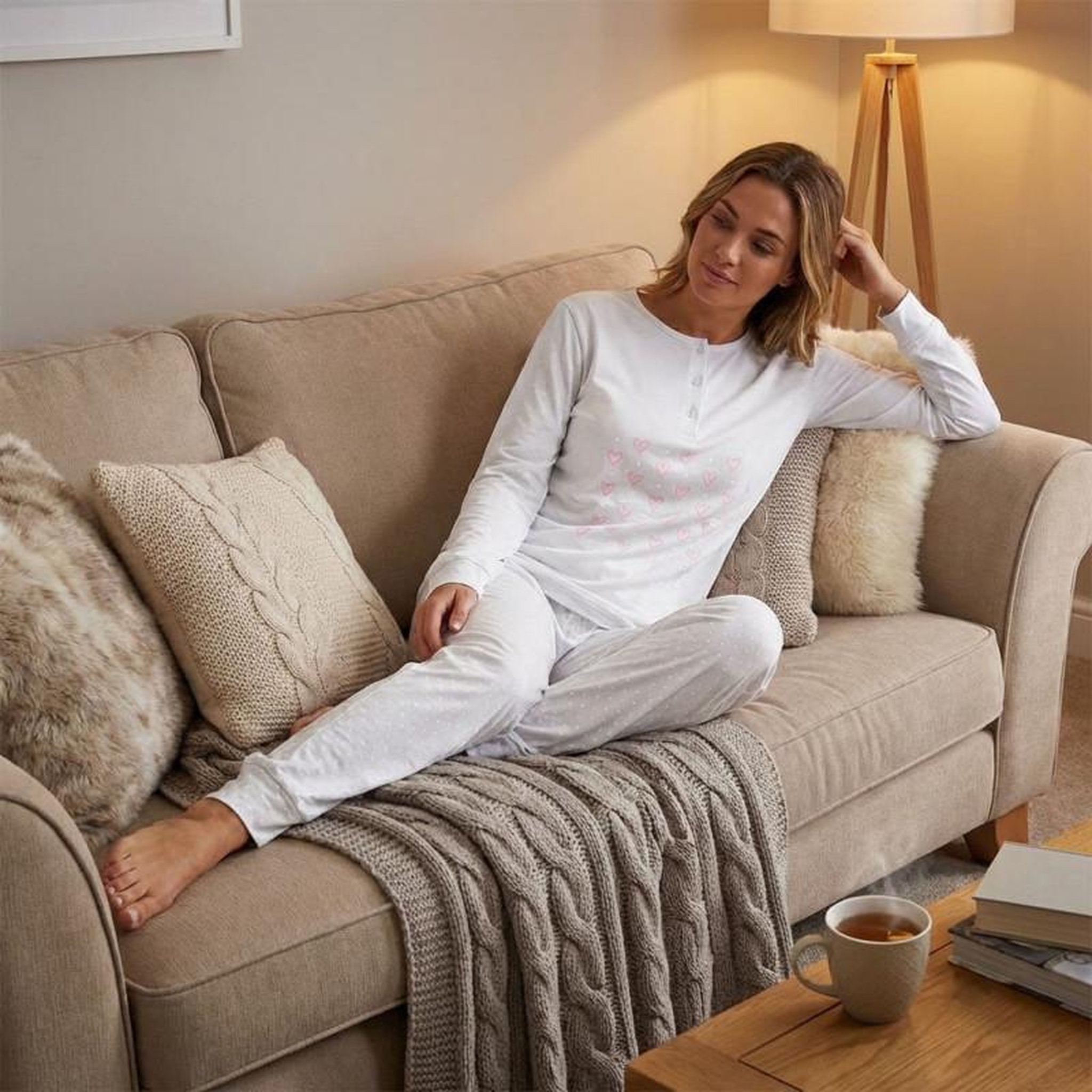 Voir la diapositive 4 : OZABI OZABI Ensemble Pyjama Long Femme Haut Manches Longues