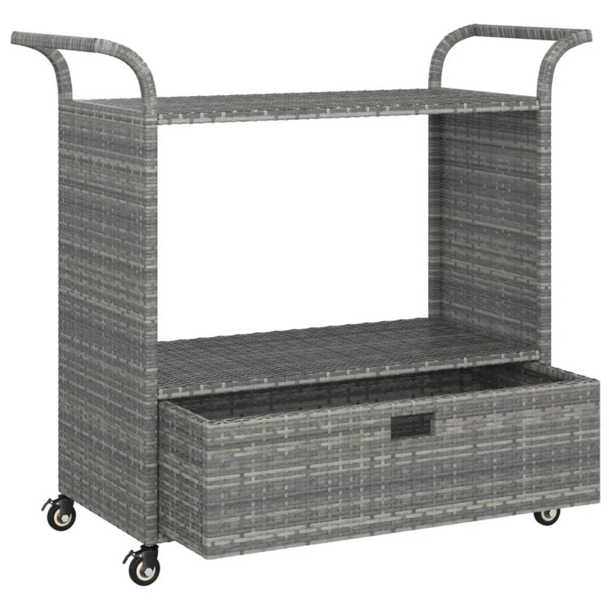 VIDAXL Chariot de bar avec tiroir Gris 100x45x97 cm Resine tressee