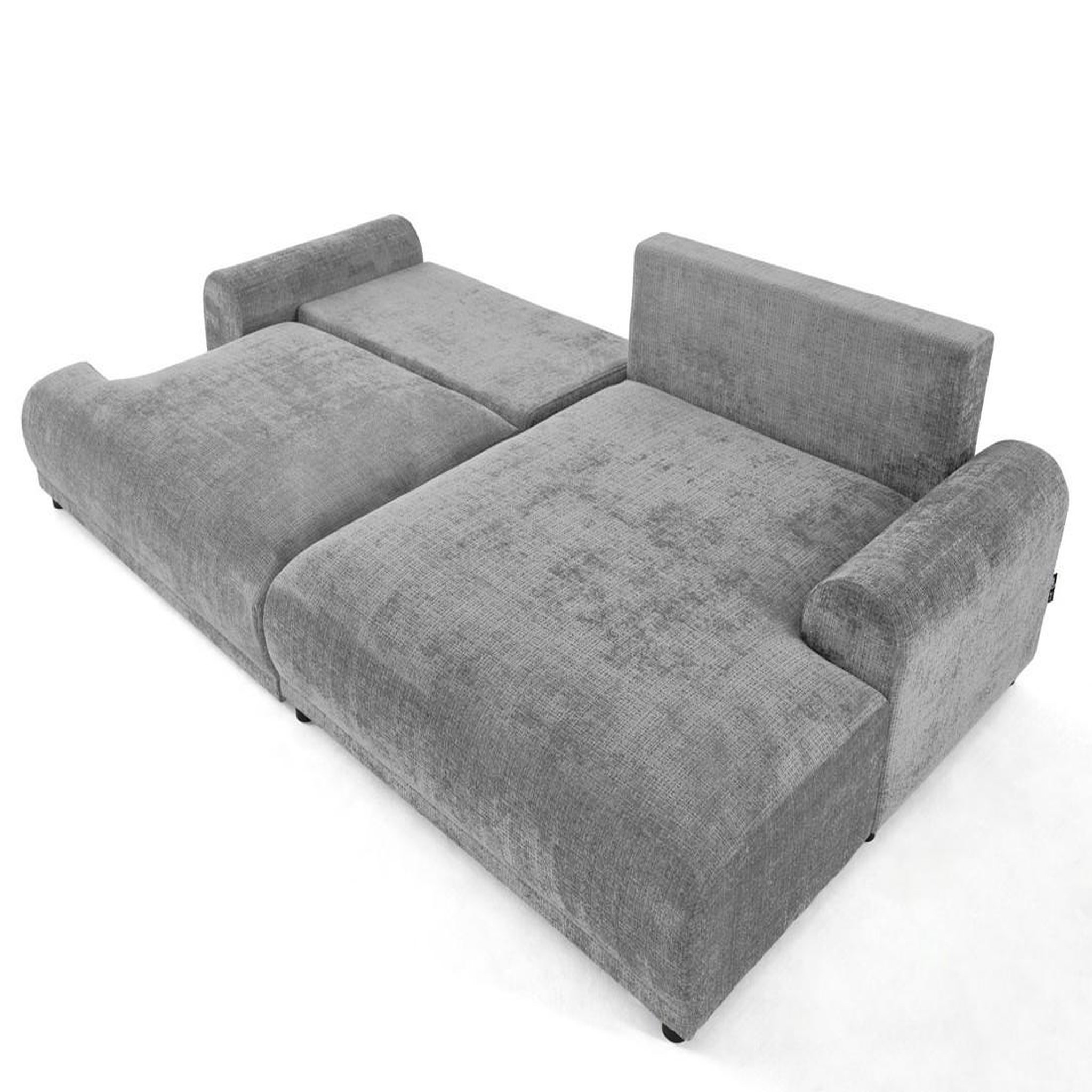 Voir la diapositive 2 : BEST MOBILIER Nelly - canapé d'angle droit 4 places convertible avec coffre en velours texturé