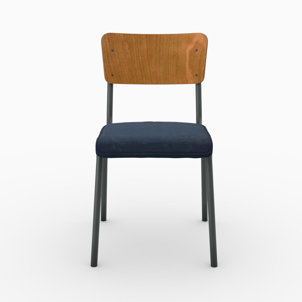 Rendez vous déco Lot de 2 chaises en bois foncé et velours vert - Nico