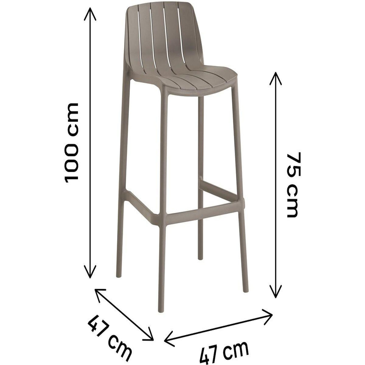 Habitat et Jardin Lot de 2 chaises hautes de jardin empilable  Vaena  - Taupe