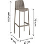 Voir la diapositive 3 : Habitat et Jardin Lot de 2 chaises hautes de jardin empilable  Vaena  - Taupe