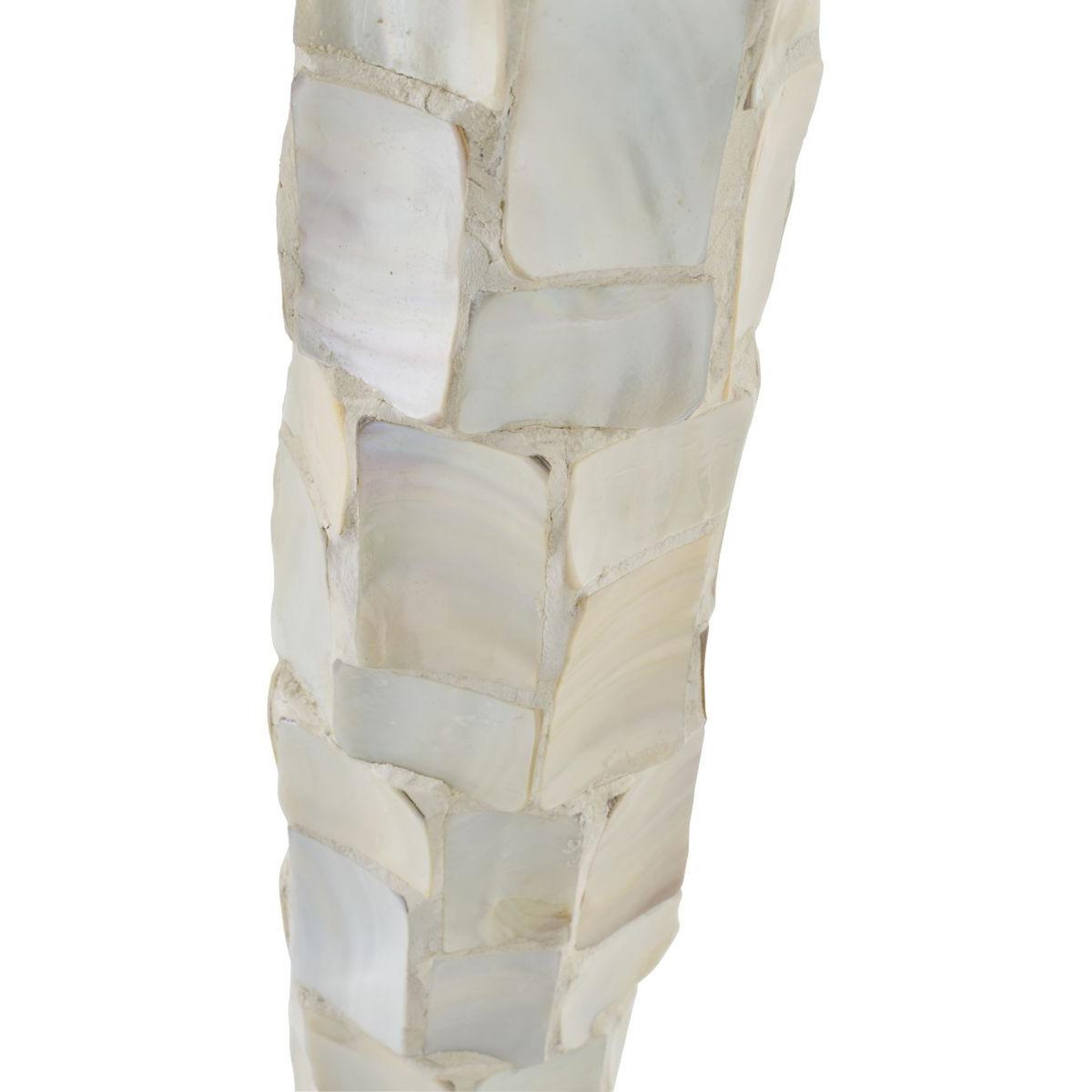 Voir la diapositive 4 : J-LINE Lampadaire coquillage  effet perlé  156cm blanc cassé