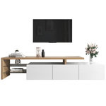 MERAX Meuble tv blanc+naturel 197,5 cm led mdf