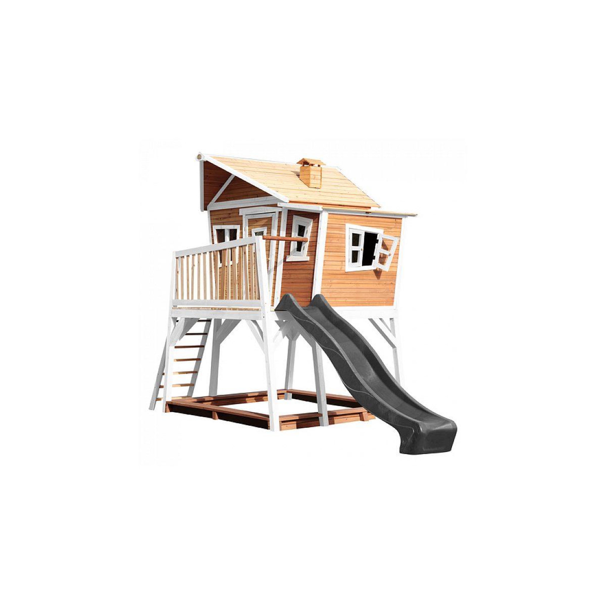 Voir la diapositive 2 : Axi House Axi crooked max maisonnette marron blanc toboggan gris