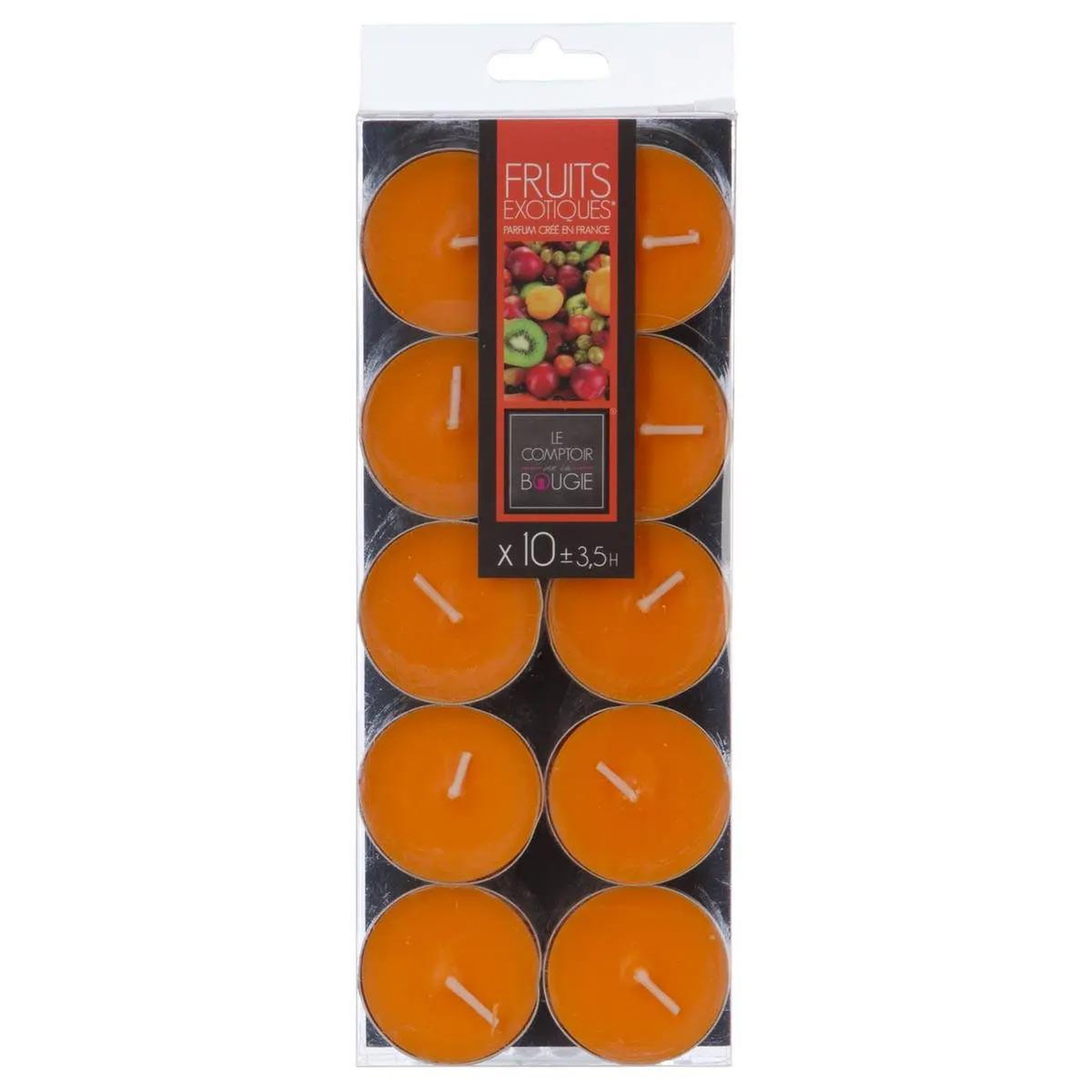 COMPTOIR DE LA BOUGIE Lot de 10 bougies chauffe-plat parfumées 3,7cm fruits exotiques
