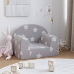 VIDAXL Canape pour enfants gris clair avec etoiles peluche douce