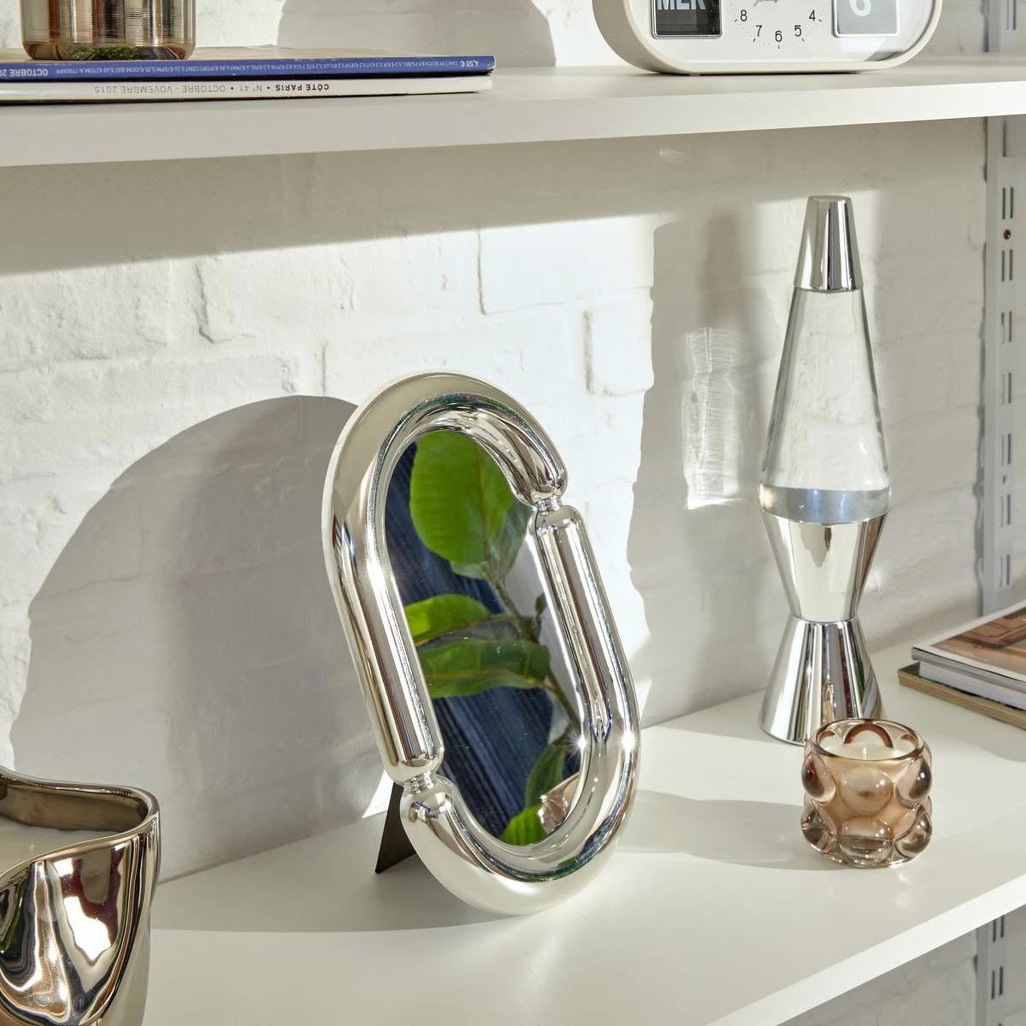 Voir la diapositive 4 : ATMOSPHERA Miroir design à poser  sky  30cm argent