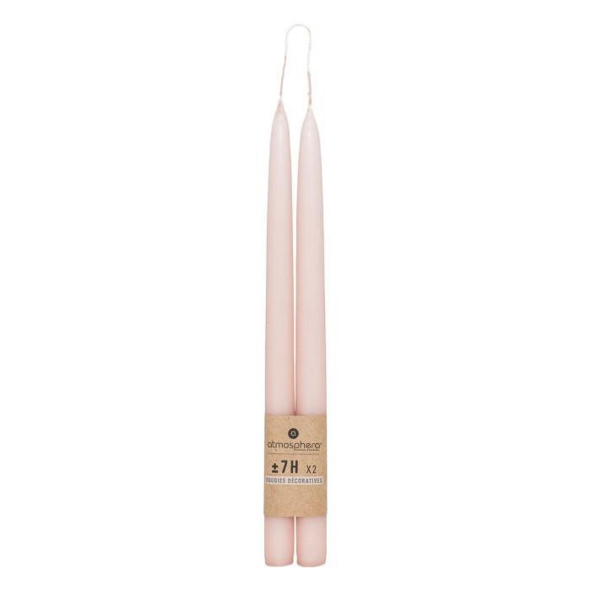 ATMOSPHERA Lot de 2 Bougies Bâton  Hugo  30cm Rose