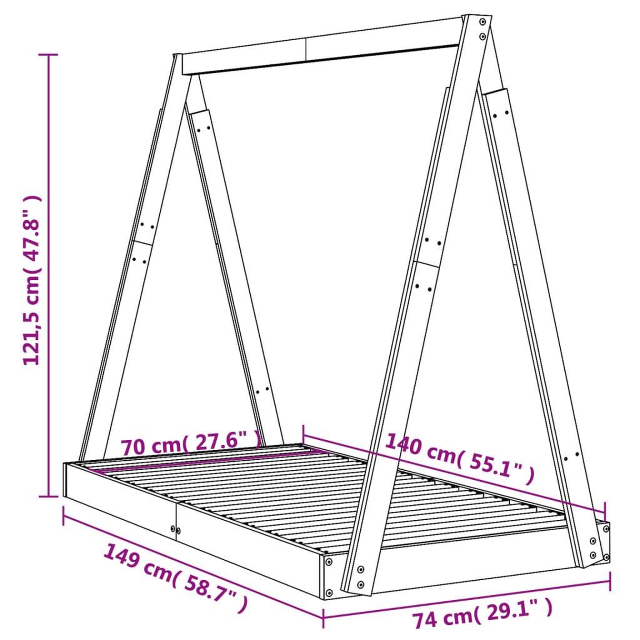 Voir la diapositive 6 : VIDAXL Cadre de lit pour enfant 70x140 cm bois de pin massif