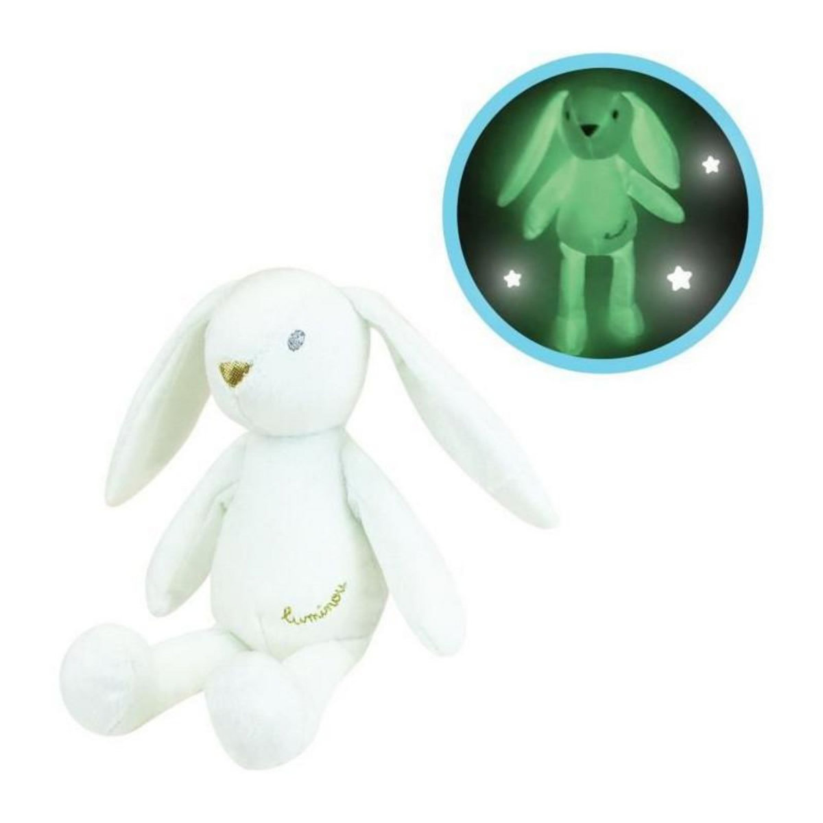 JEMINI JEMINI Luminou Lapin blanc Peluche lumineuse naturelle fonctionne sans pile+/- 20 cm