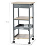 Voir la diapositive 3 : HOMCOM Chariot de service desserte de cuisine à roulettes 2 étagères + plateau amovible + tiroir bois de pin MDF