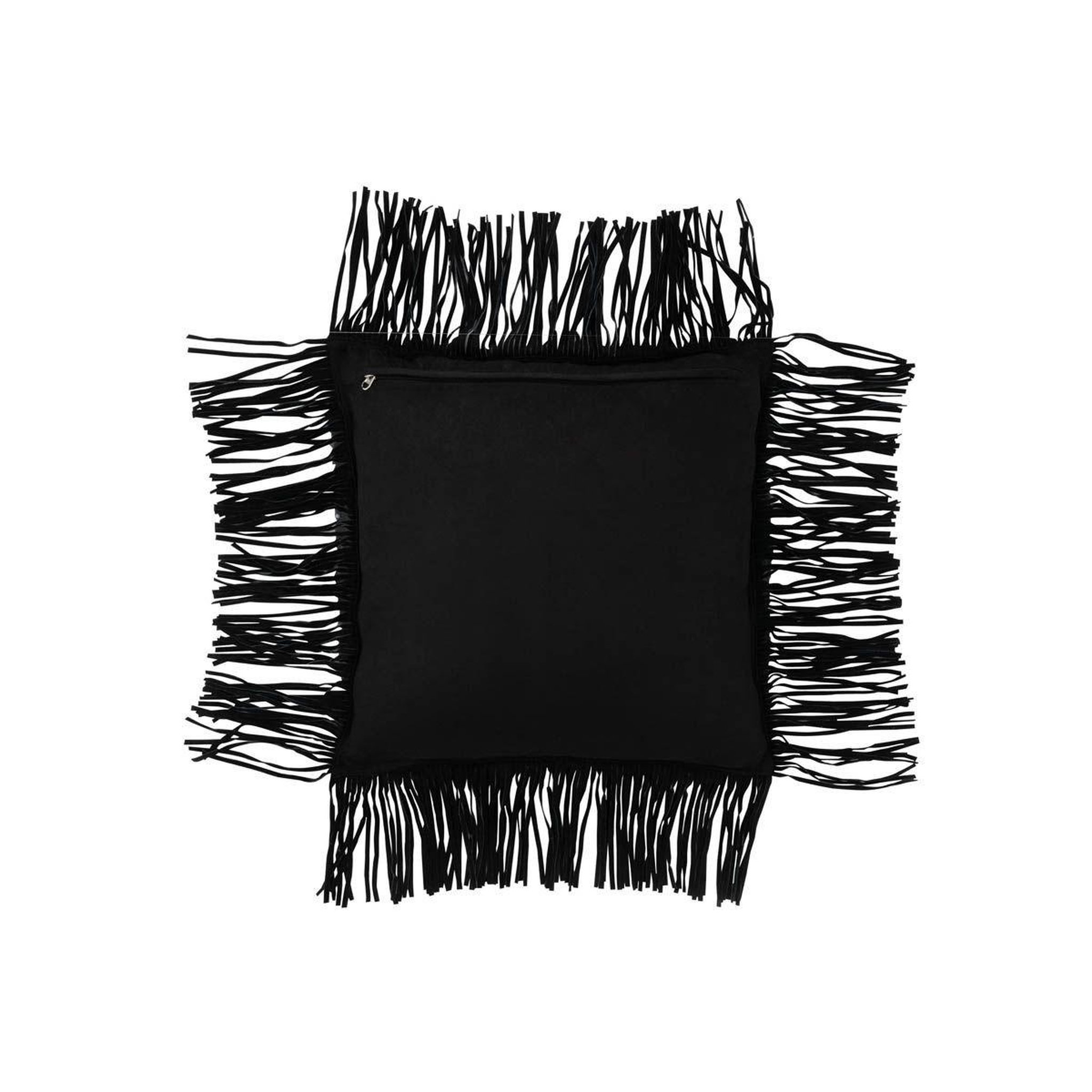 Voir la diapositive 2 : J-LINE Coussin déco à franges  coleman  45x45cm noir
