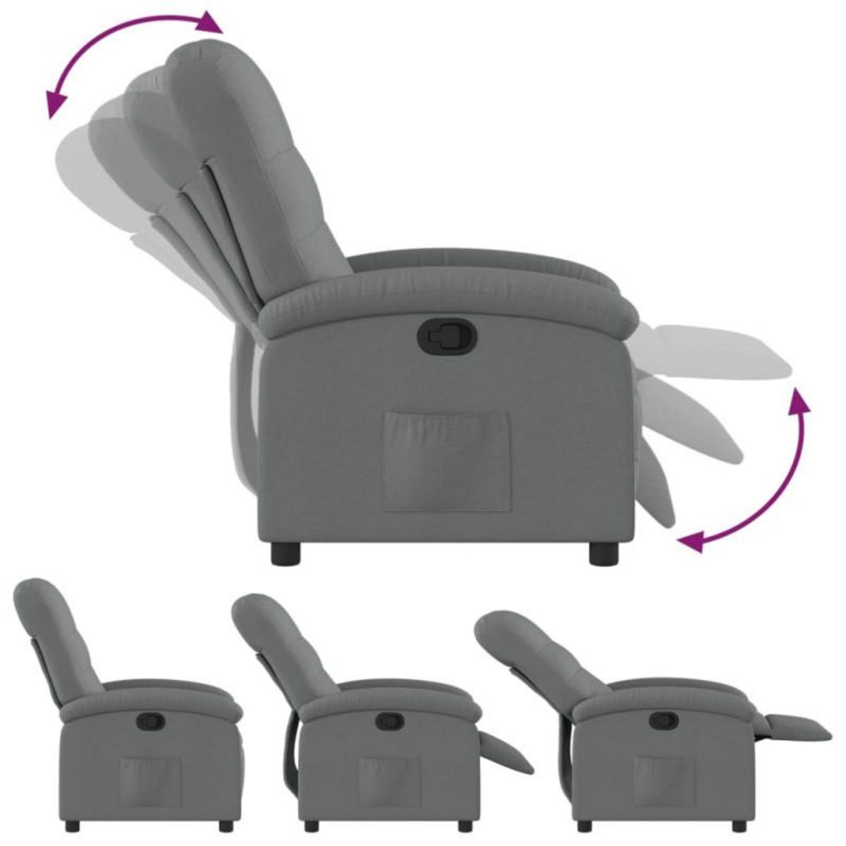 VIDAXL Fauteuil inclinable Gris foncé Tissu