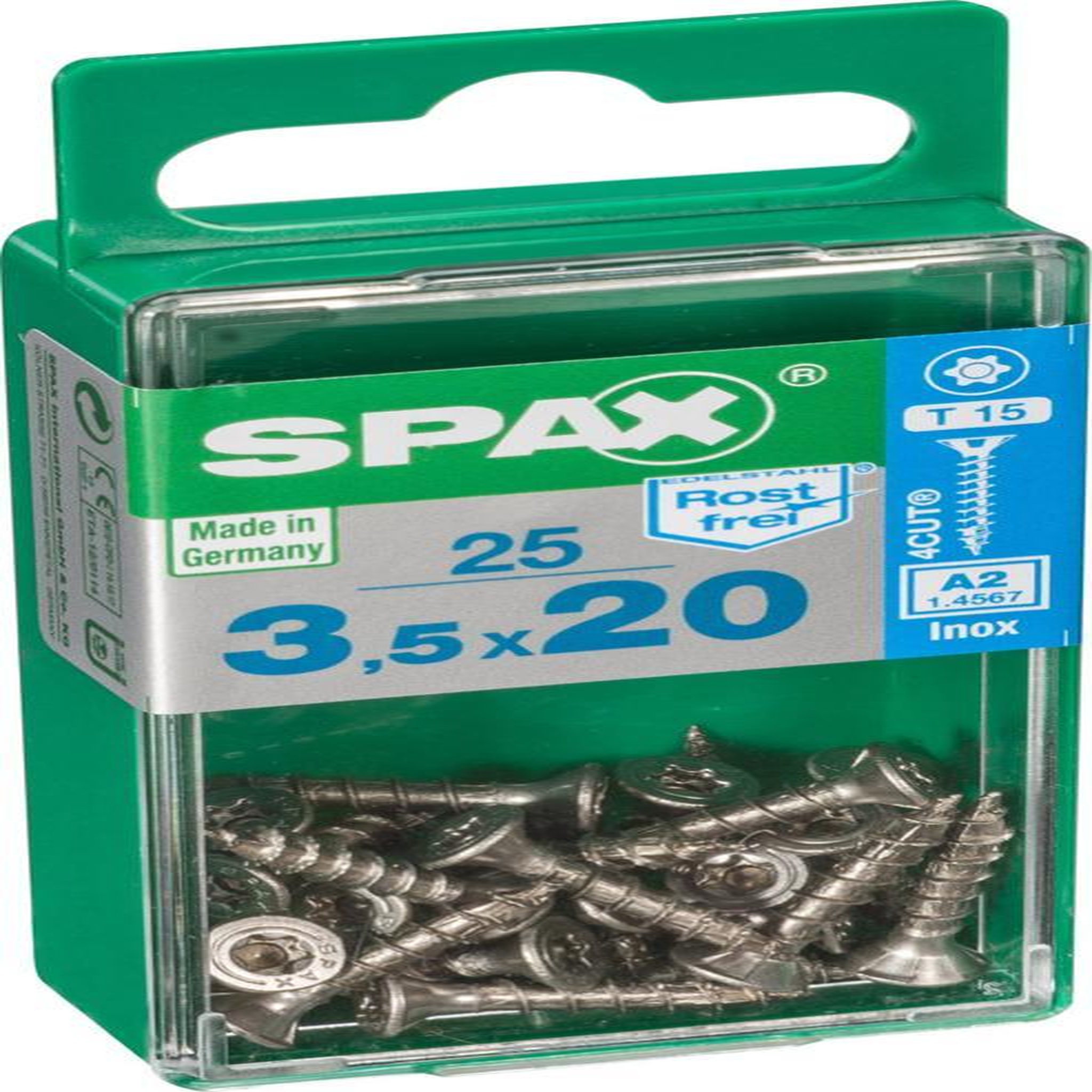 CENTRALE BRICO Lot de 25 vis inox tête fraisée torx SPAX, Diam.3.5 mm x L.20 mm