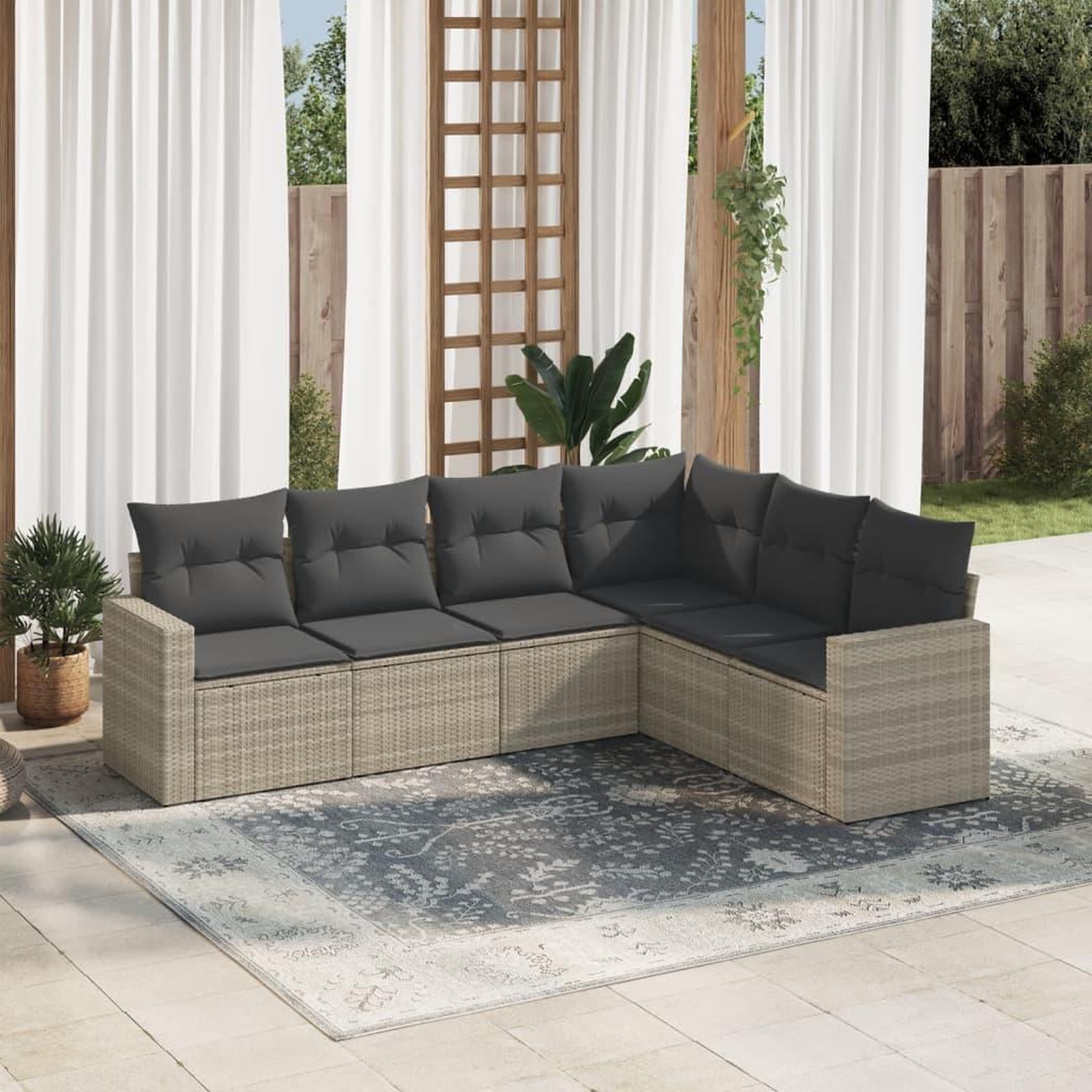 VIDAXL Salon de jardin 6 pcs avec coussins gris clair resine tressee