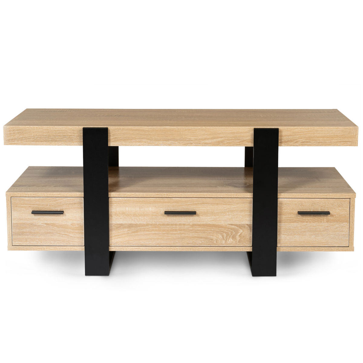 ID MARKET Meuble TV 116 cm PHOENIX avec tiroirs bois et noir