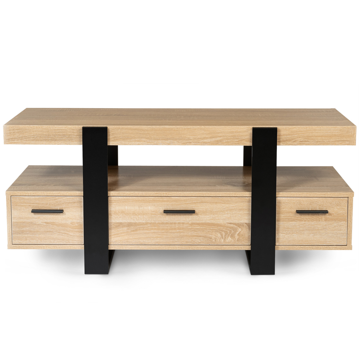 ID MARKET Meuble TV 116 cm PHOENIX avec tiroirs bois et noir