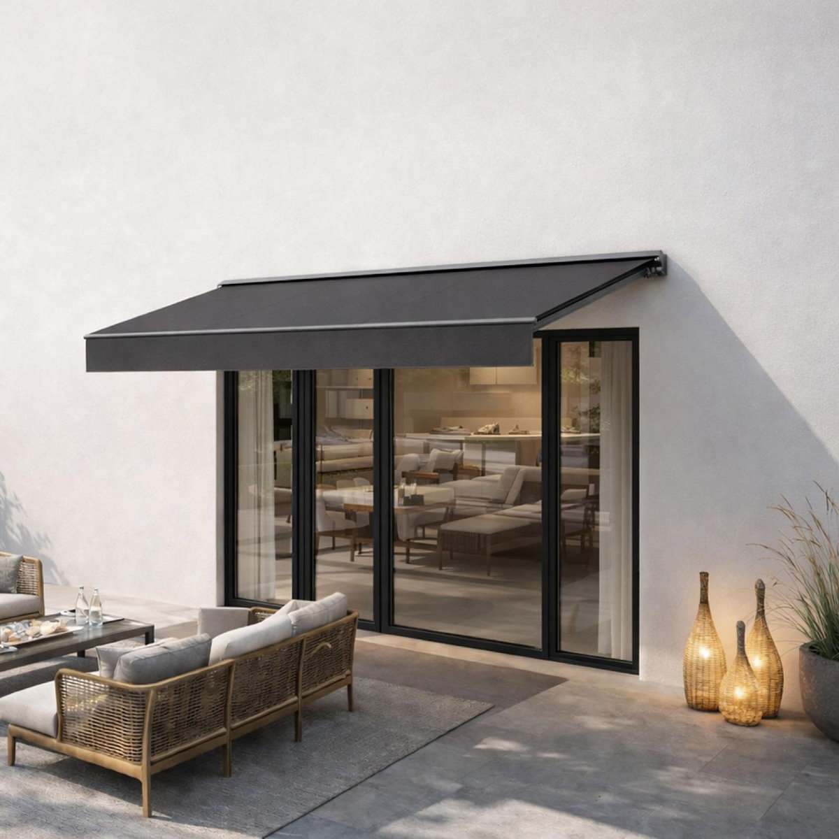 CONCEPT USINE Store banne manuel 2,95 x 2,5 m en aluminium avec toile gris ADRO