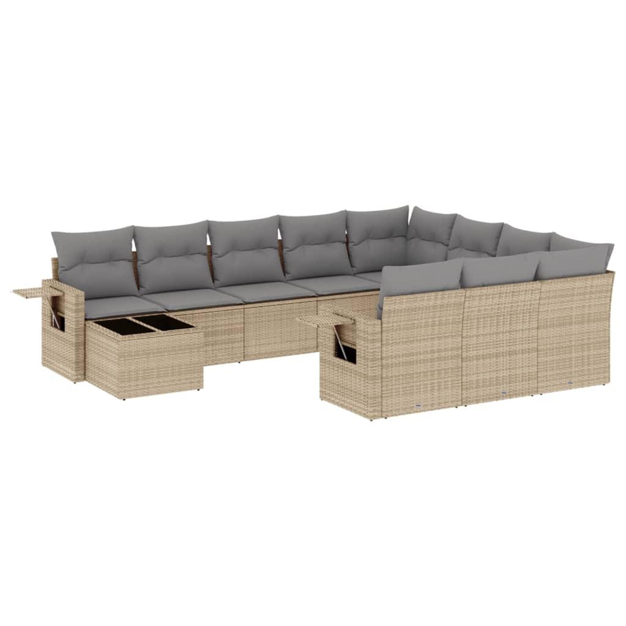 Voir la diapositive 2 : VIDAXL Salon de jardin 11 pcs avec coussins beige resine tressee