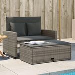 VIDAXL Canape de jardin 2 places avec coussins gris resine tressee