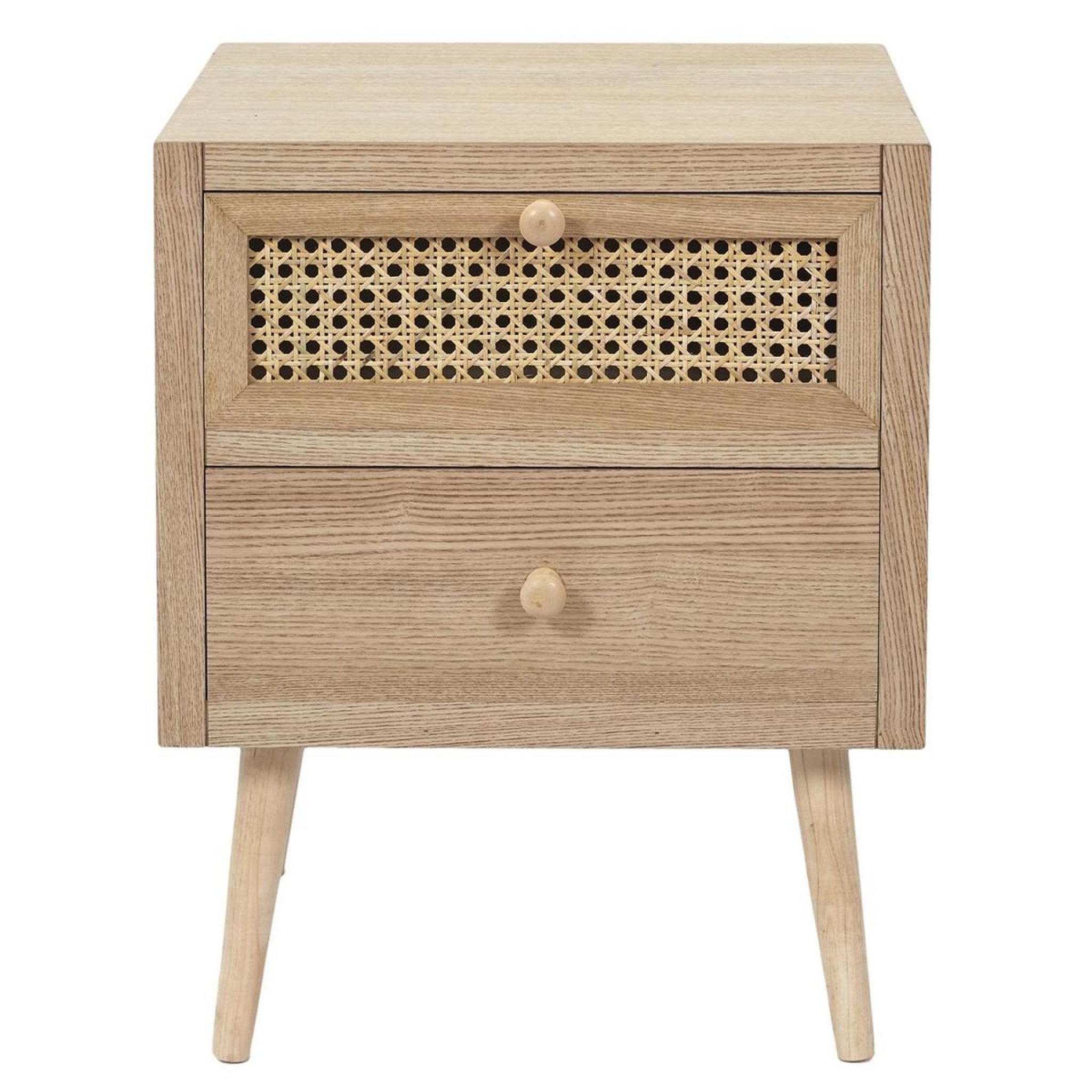 Voir la diapositive 2 : The Home Deco Factory Table de chevet en bois 2 tiroirs  bessie  50cm naturel
