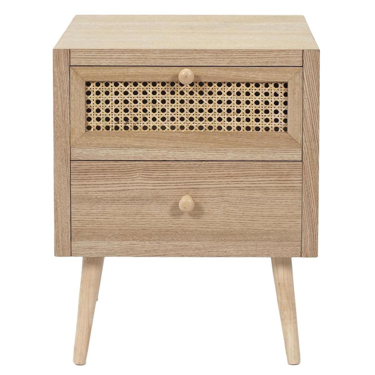 Paris Prix Table de Chevet en Bois 2 Tiroirs  Bessie  50cm Naturel
