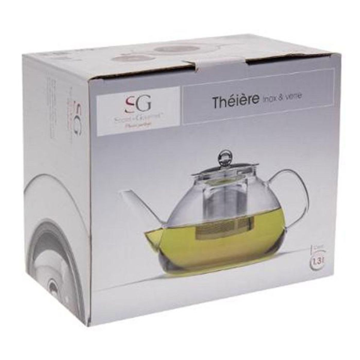 SECRET DE GOURMET Théière en Verre  Filtre  24cm Transparent