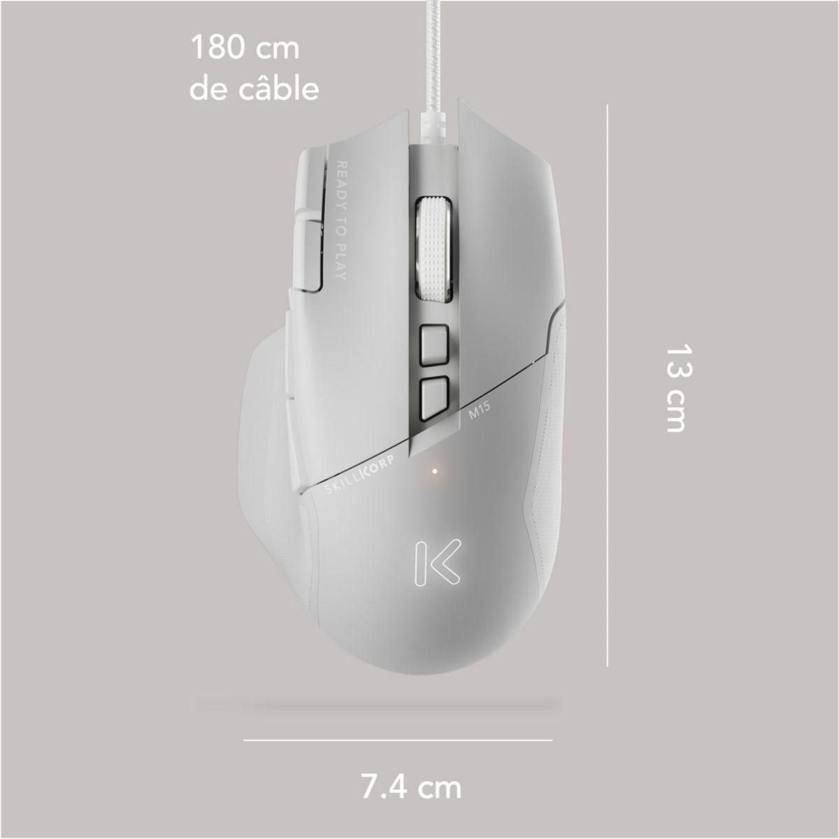 SKILLKORP Souris Gamer Filaire M15 BLANCHE Progress