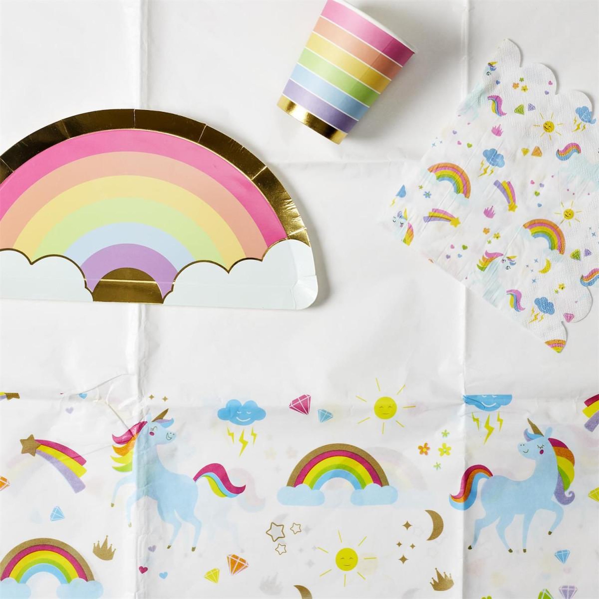 Voir la diapositive 3 : PARTY TIME Nappe en papier  licorne  137x183cm blanc