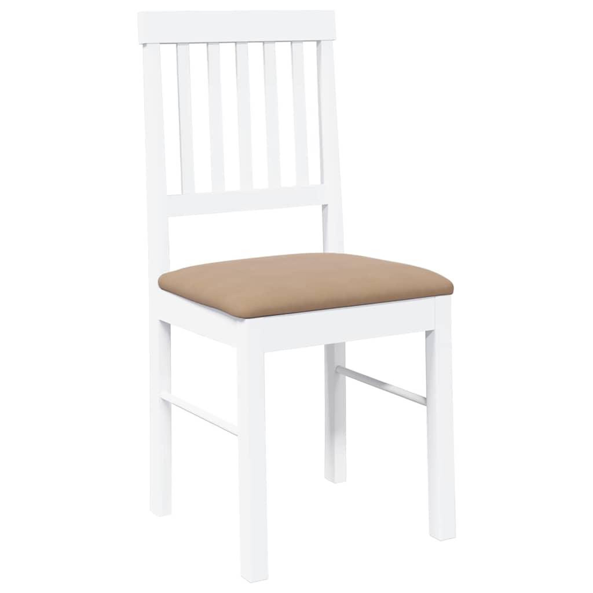 Voir la diapositive 4 : VIDAXL Chaises a manger coussins 2 pcs blanc bois massif caoutchouc