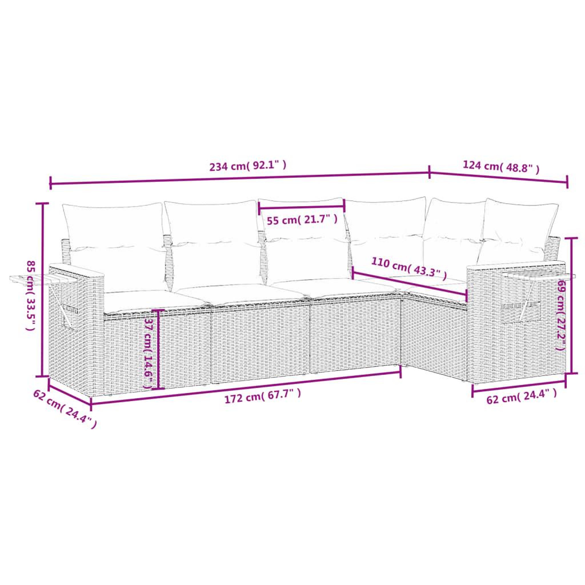 Voir la diapositive 3 : VIDAXL Salon de jardin avec coussins 5 pcs beige resine tressee