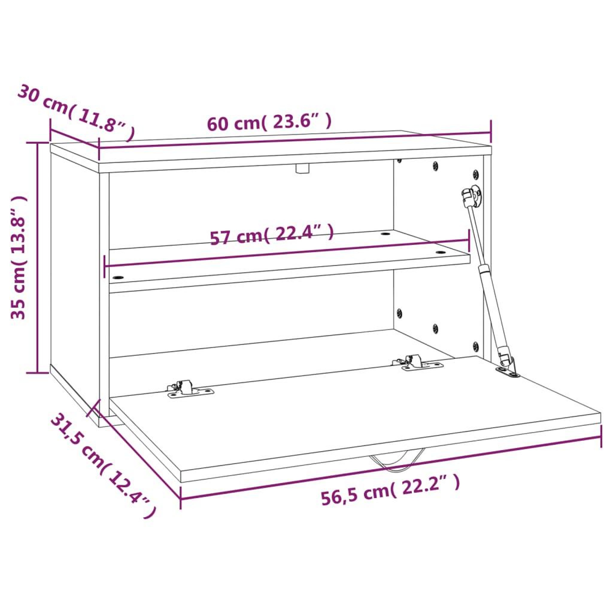 Voir la diapositive 6 : VIDAXL Armoire murale Gris 60x30x35 cm Bois de pin massif