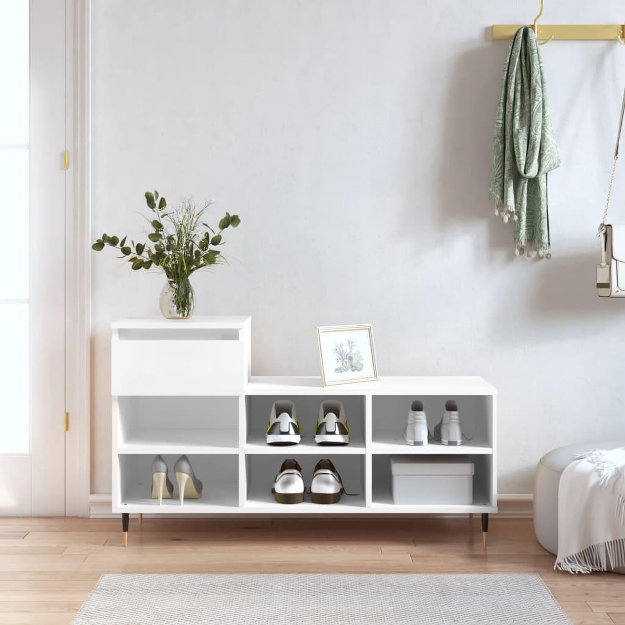 VIDAXL Armoire a chaussures Blanc 102x36x60 cm Bois d'ingenierie