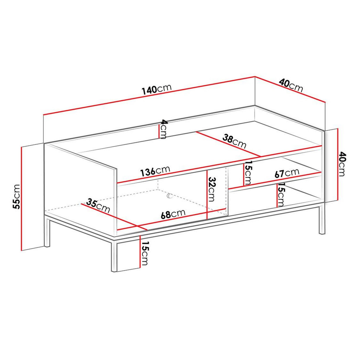 BEST MOBILIER Filipo - meuble tv - 140 cm