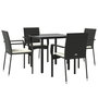 Voir la diapositive 3 : VIDAXL Ensemble a manger de jardin coussins 5pcs Noir Resine tressee