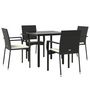 Voir la diapositive 3 : VIDAXL Ensemble a manger de jardin coussins 5pcs Noir Resine tressee