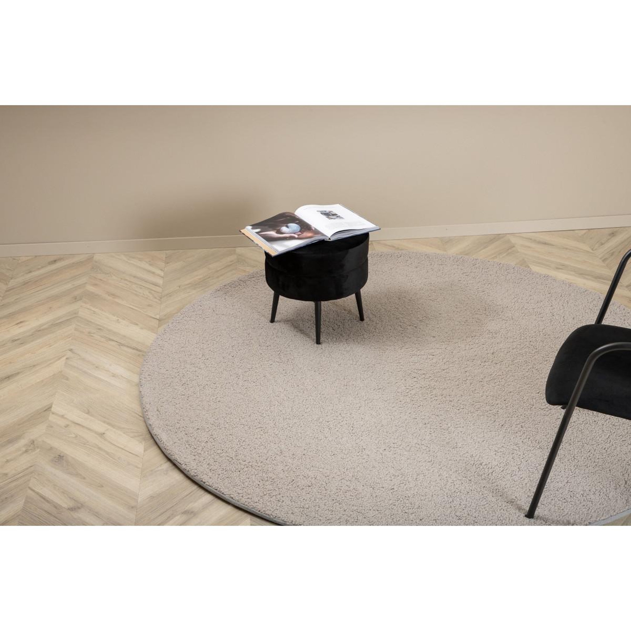 Voir la diapositive 4 : Paris Prix Tapis rond bouclette  teddy  200cm gris