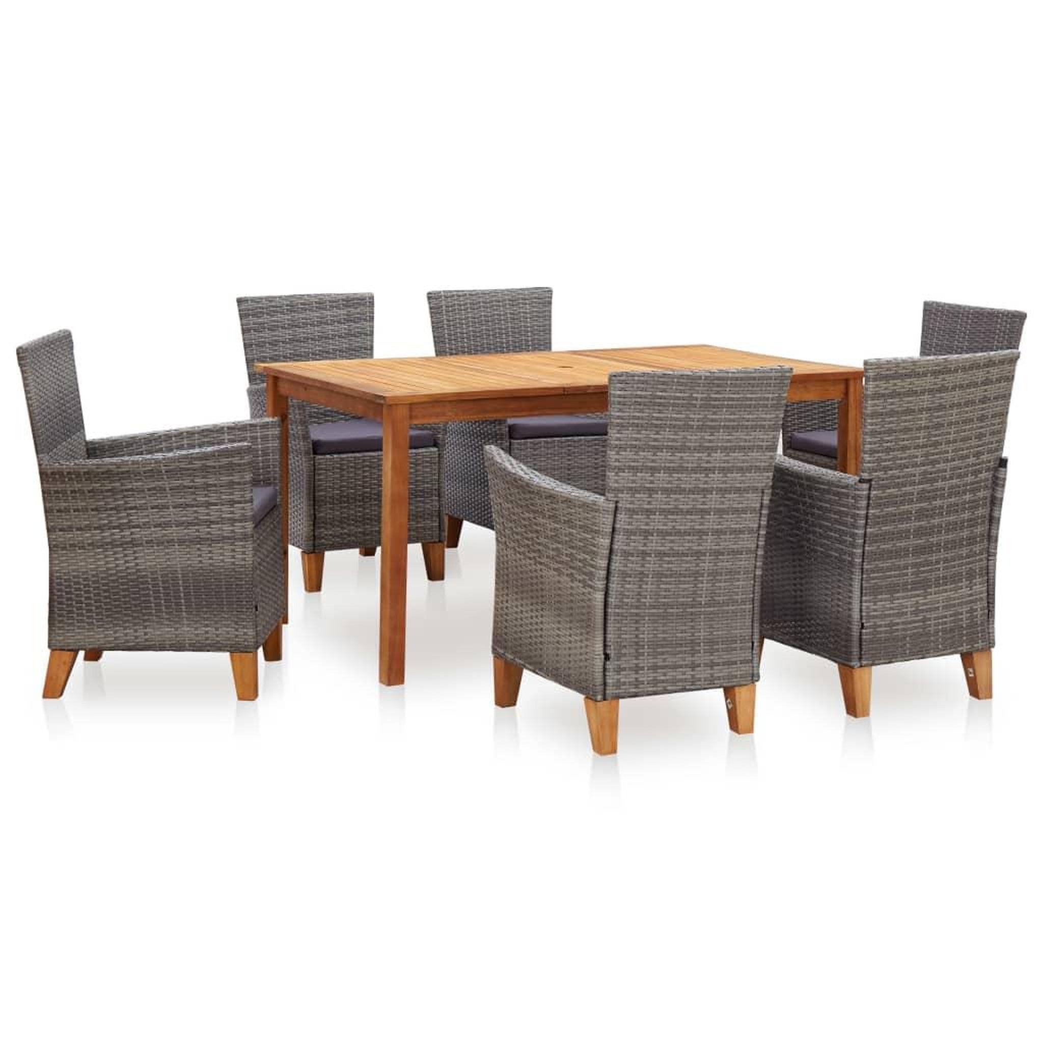 Voir la diapositive 1 : VIDAXL Mobilier a dîner 7 pcs resine tressee et bois d'acacia gris