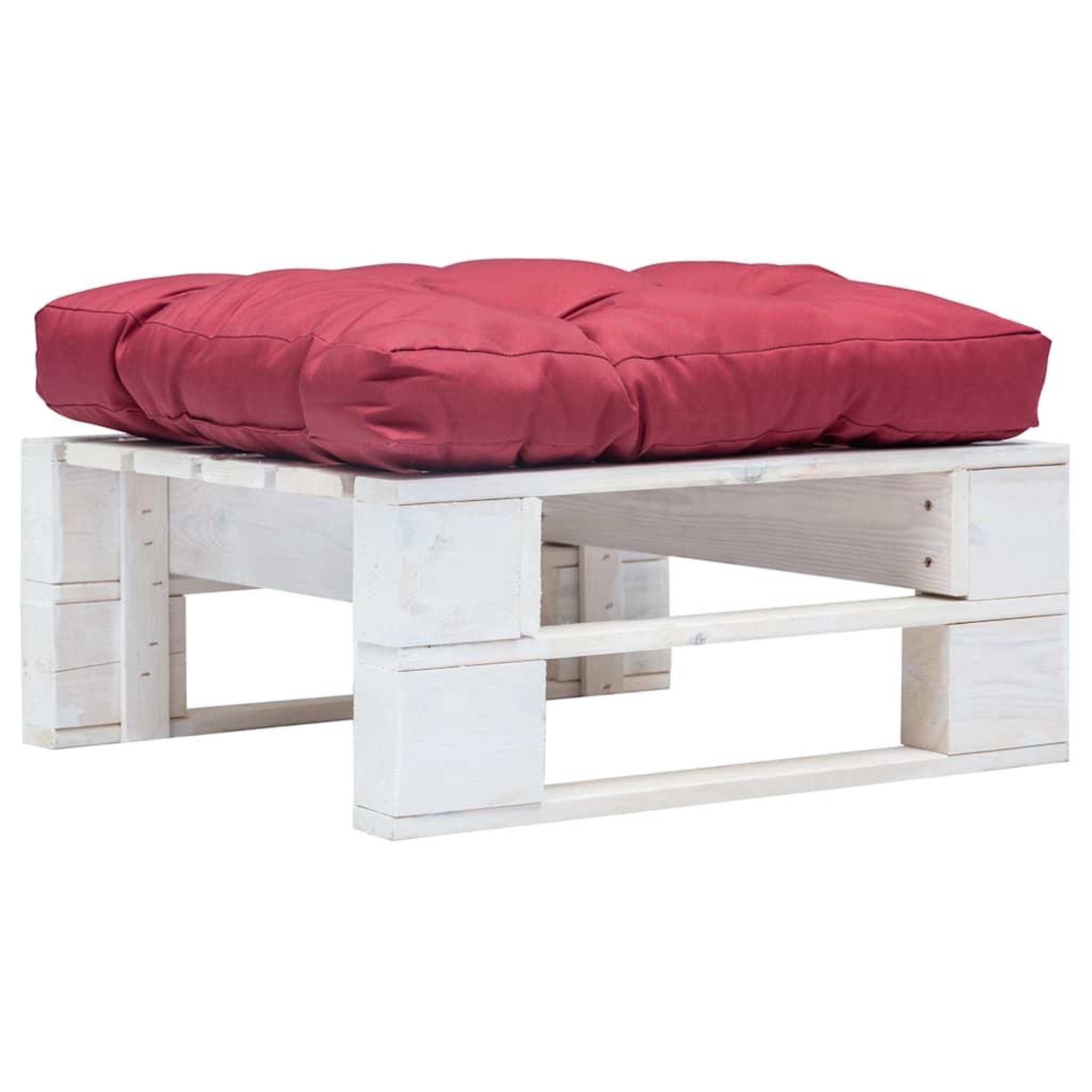 VIDAXL Repose-pied palette de jardin avec coussin rouge blanc bois