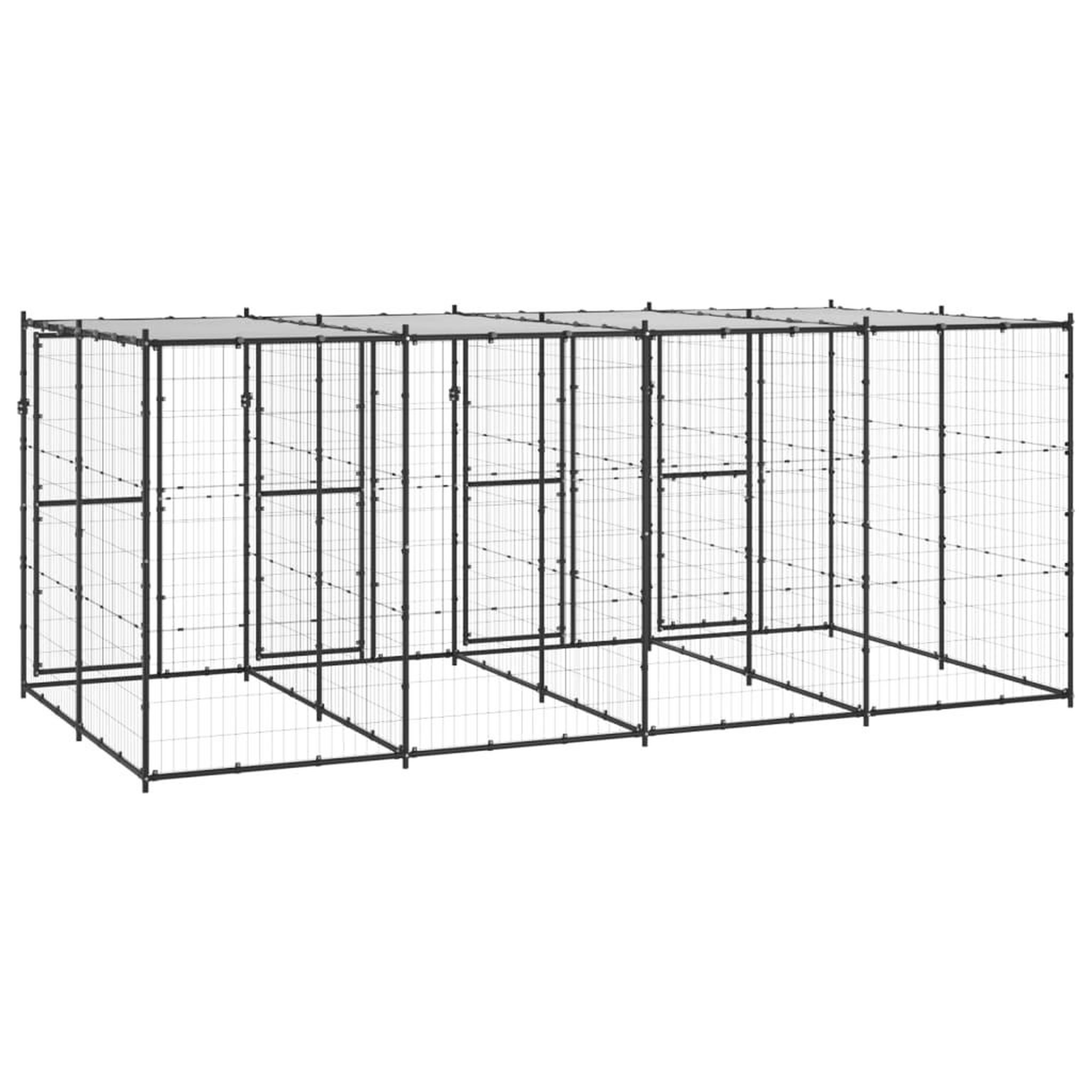 Voir la diapositive 4 : VIDAXL Chenil exterieur Acier avec toit 9,68 m²